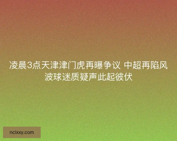 凌晨3点天津津门虎再曝争议 中超再陷风波球迷质疑声此起彼伏