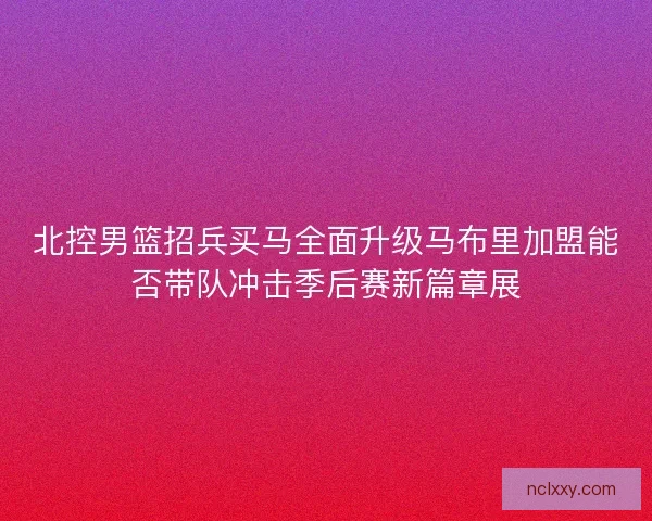 北控男篮招兵买马全面升级马布里加盟能否带队冲击季后赛新篇章展