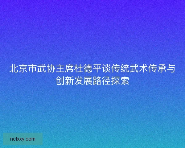 北京市武协主席杜德平谈传统武术传承与创新发展路径探索