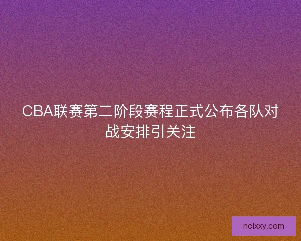 CBA联赛第二阶段赛程正式公布各队对战安排引关注 CBA联赛第二阶段赛程正式公布各队对战安排引关注