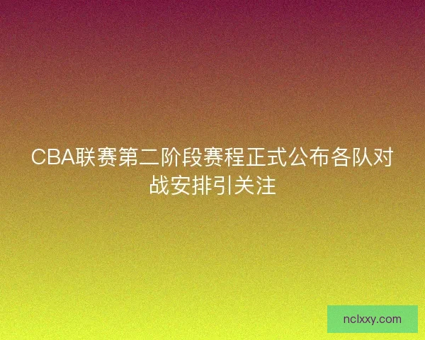 CBA联赛第二阶段赛程正式公布各队对战安排引关注 CBA联赛第二阶段赛程正式公布各队对战安排引关注